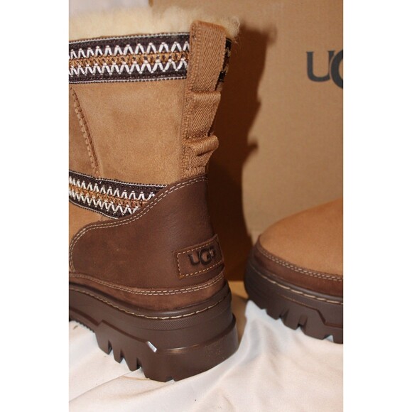 UGG CLASSIC MINI TRAILGAZER CHESTNUT LEATHER WATERPROOF BOOTS WOMEN - Picture 6 of 9